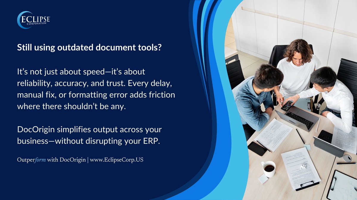 EclipseDoc's tweet image. Outdated document tools don’t just cost time—they cost trust.
DocOrigin helps you modernize output without disrupting what already works.
🔗 eclipsecorp.us/products/docor…
#DocOrigin #DocumentGeneration #ERPIntegration #EnterpriseTech #LegacySystems
