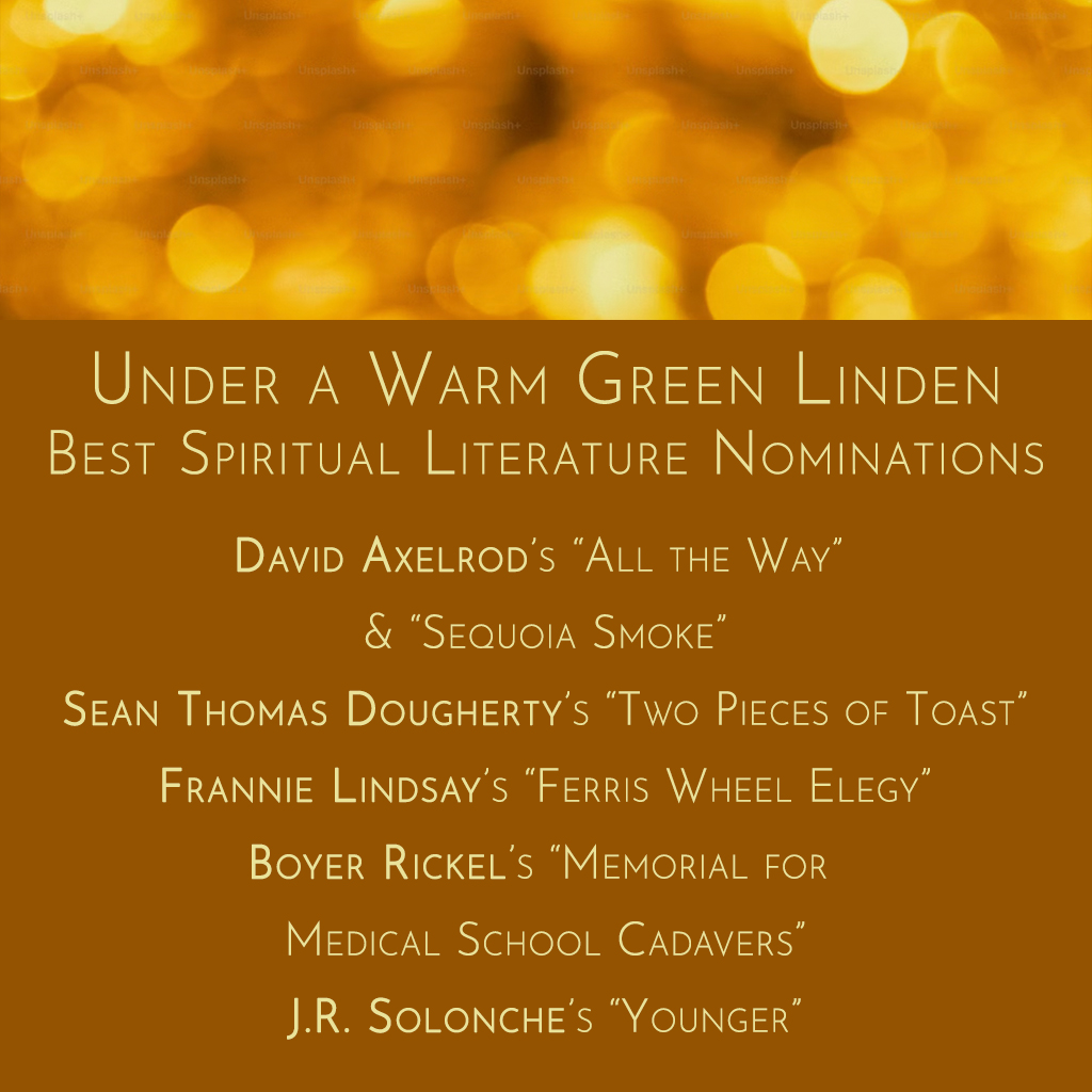 Congratulations to our Best Spiritual Literature Anthology nominees!

You can read all of the work in Issue 19: greenlindenpress.com/issue19

Thanks to <a href="/OrisonBooks/">Orison Books</a>  for this tradition to look forward to!