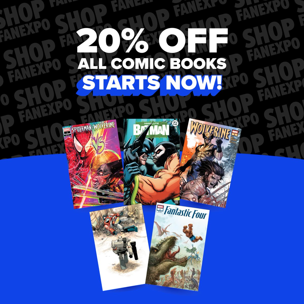 From superheroes to sci-fi sagas, your next adventure starts here. The Comic Book Sale is officially live with 20% off all titles. Shop now: spr.ly/601978ut1 

#ShopFANEXPO #ComicBooks #Exclusive