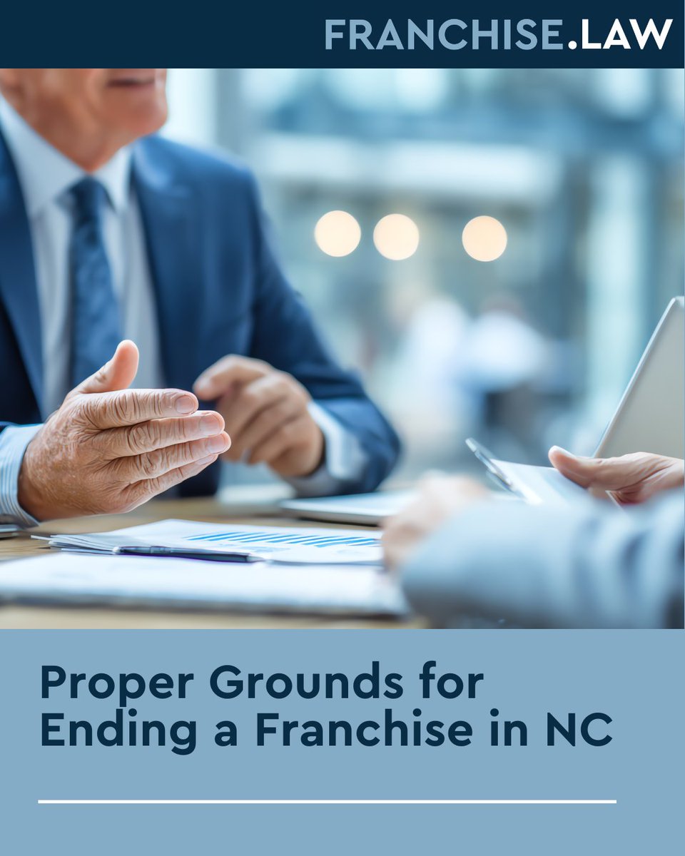 FranchiseLaw_NC's tweet image. In NC, franchisors need proper legal grounds to end a franchise. Wrongful terminations risk disputes and penalties.

franchise.law/franchise-comp…

#FranchiseLaw #FranchiseCompliance #FranchiseGrowth