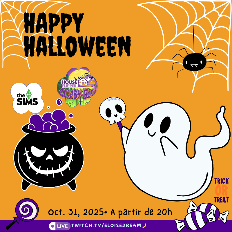 Bonsoir tout le monde !

🌾Mercredi – Stardew Valley Expanded FR 
🕗20h00 – 🤝 COOP avec Tri5 et Tesso
🍎Jeudi – Stardew Valley 
🕗 20h00 – 🤝 COOP avec <a href="/Madorly/">Madorly</a>   
🎃 Vendredi – Soirée Halloween Chill
🕗 20h00 – 🕯️Plaid, citrouilles et musique lo-fi

Bonne soirée❤️
<a href="/TwitchFR/">Twitch FR</a>