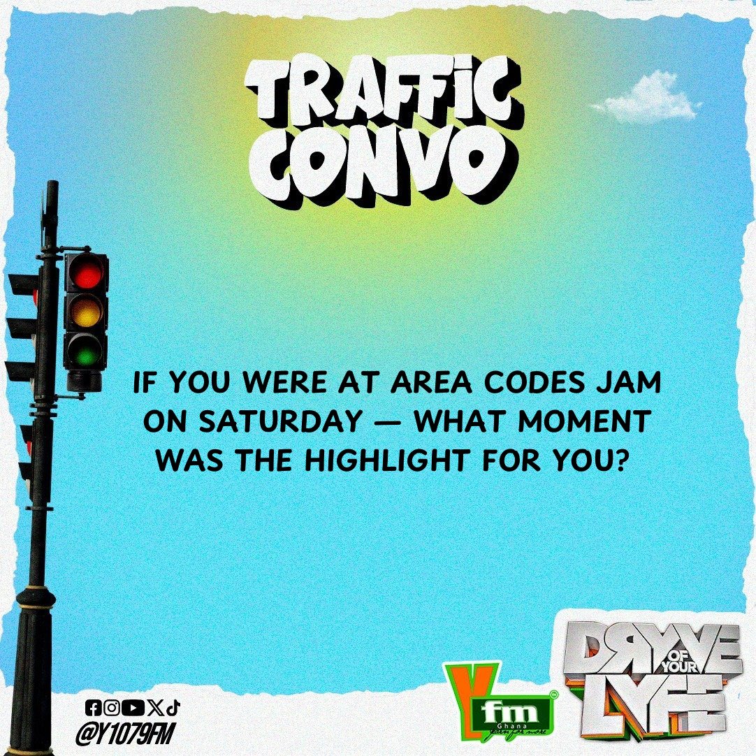 Y1079FM's tweet image. Here’s our Traffic Convo for today! 
How was #AreaCodesJam25 for you?

It’s #TheDrYve with @KojoManuel x @djmillzygh 

Brought to you by @TelecelGhana x McBerry Twist Cupcakes
#AreaCodesJam #PinkOnY #PinkAreaCodesJam