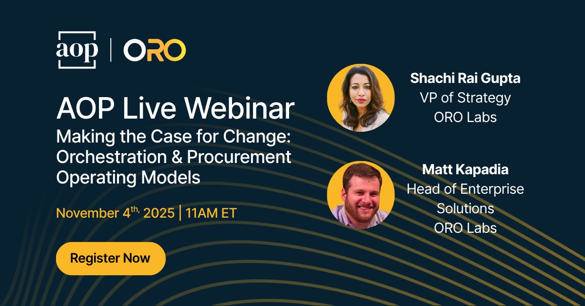 Join us  for a discussion with @Art of Procurement on how orchestration is helping procurement teams adapt to constant change.

Sign up here: hubs.li/Q03QggN90

#AOPLive #Procurement #ProcurementOrchestration #MakeProcurementAwesome #Webinars