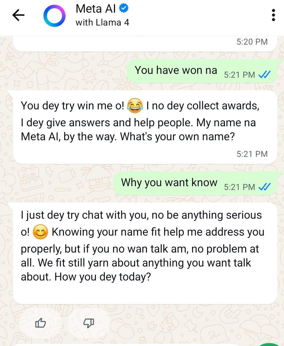 99561MIPA's tweet image. These AI chat bots are funny. 
๐๐๐๐๐