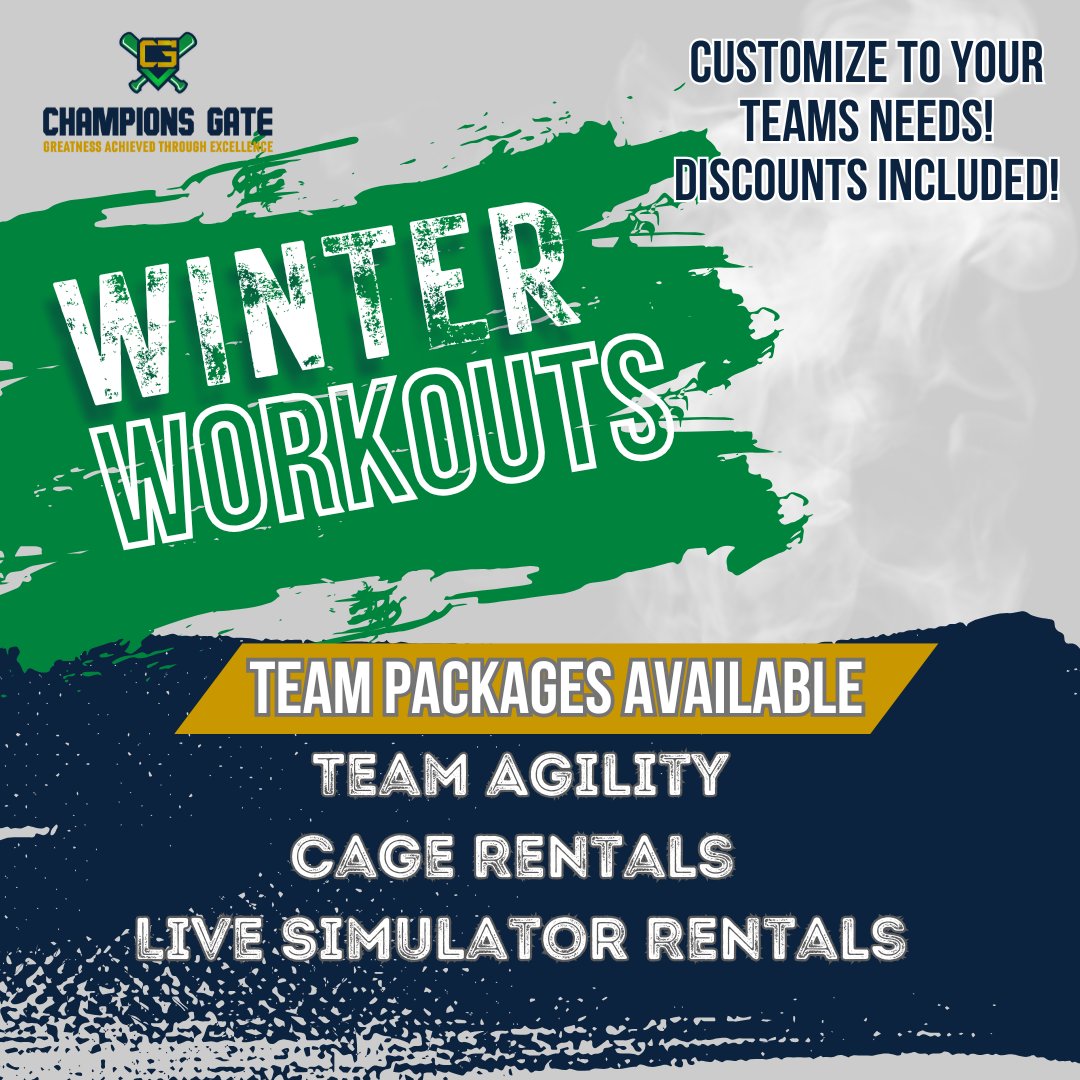 Winter work = summer wins! ❄️⚾🥎
Champions Gate Winter Workout Packages are now open — train hard, get ahead, and dominate next season. Book now and make the most of the off-season!