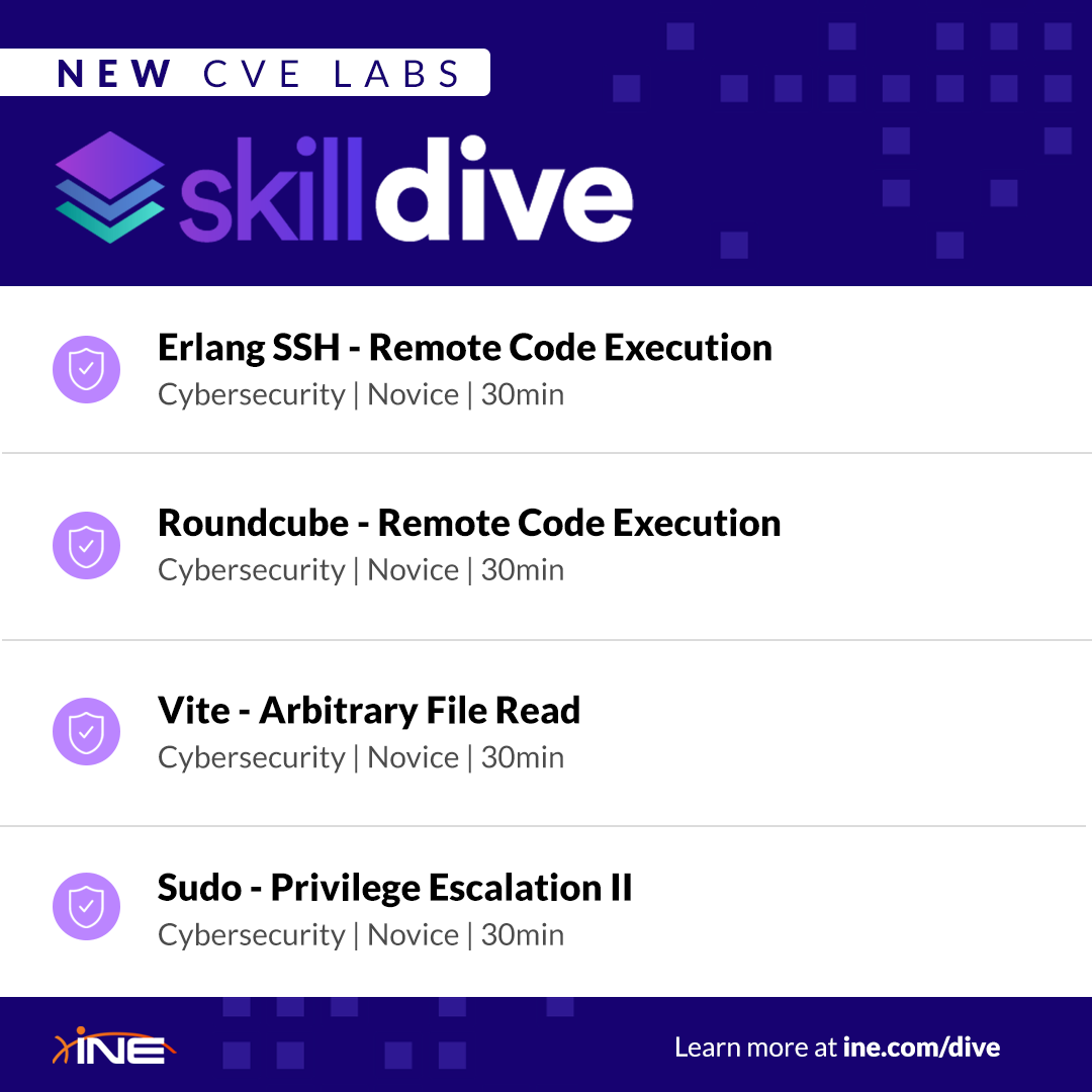 SecurityTube's tweet image. Four new CVE labs added to Skill Dive — practice real-world exploits before they hit production. Build RCE, file-read, and advanced privilege escalation skills today. 🔎

💥 bit.ly/4oFJ0xT

#CVELabs #VulnerabilityTesting #HandsOnTraining #InfoSec #CyberSecurity