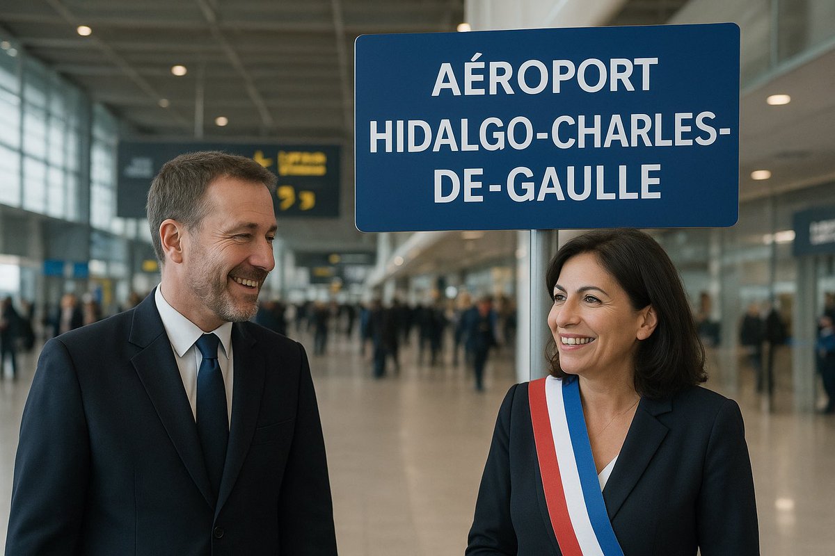 SitgesFranck's tweet image. L’aéroport de Roissy rebaptisé “Hidalgo-Charles-de-Gaulle”.
« Elle y passe plus de temps que nous ! », concède un agent d’Air France #AnneHidalgo