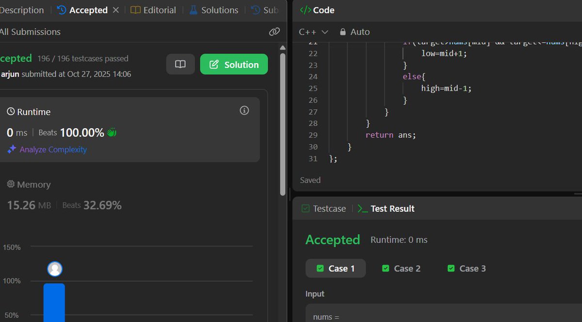 coutttHellow's tweet image. Day 6
Practiced some binary search questions today. Slowly getting better at coding and facing less syntax errors.
#100Daysofcodingchallenge