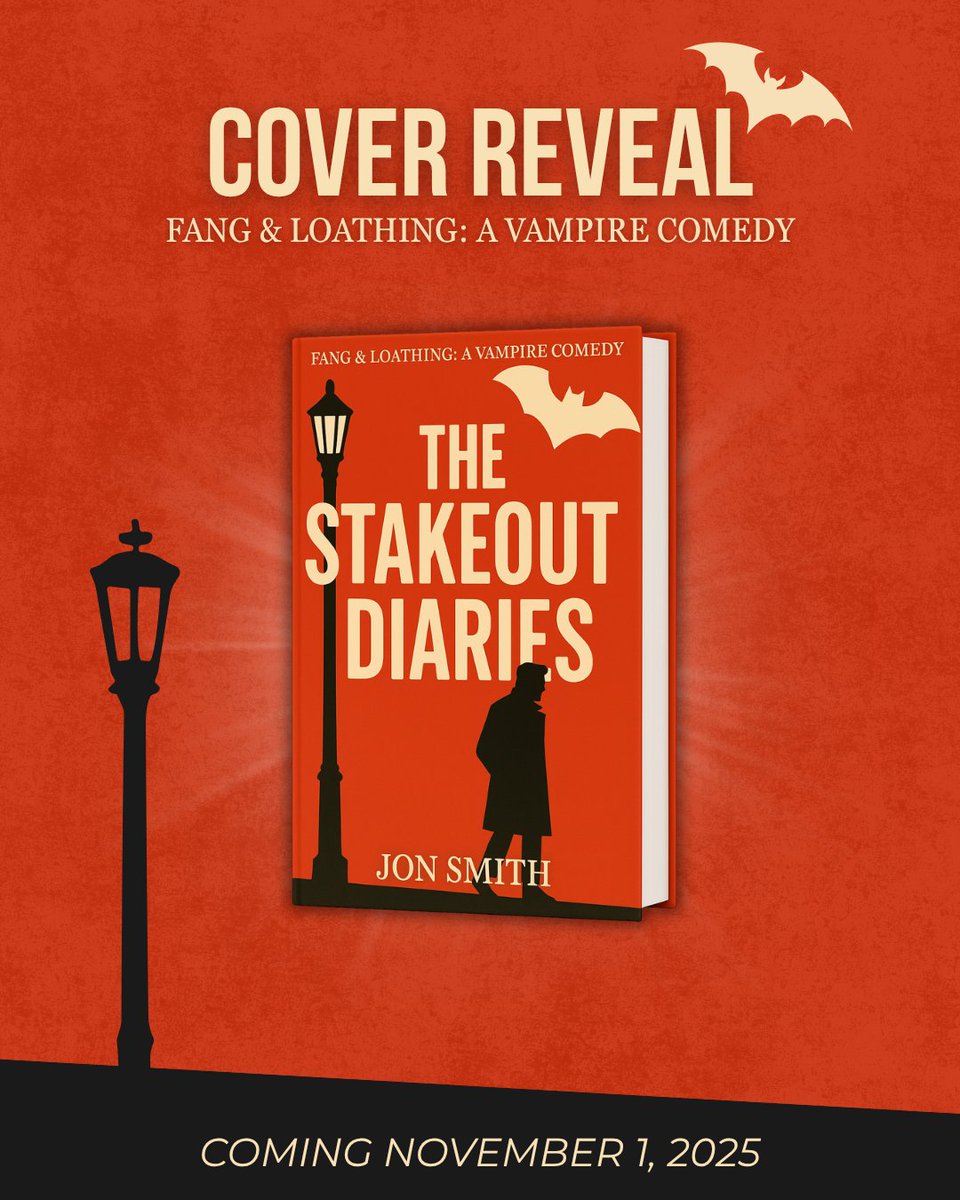 jonsmith_author's tweet photo. COVER REVEAL

Dark, funny, and full of fangs—The Stakeout Diaries is the second book in the Fang &amp; Loathing Trilogy.
🩸 Releases November 1st in ebook, paperback, and FREE on Kindle Unlimited.
#TheStakeoutDiaries #FangAndLoathing #VampireComedy #UrbanFantasy #FantasyBooks https://t.co/uaSeIZzAuz