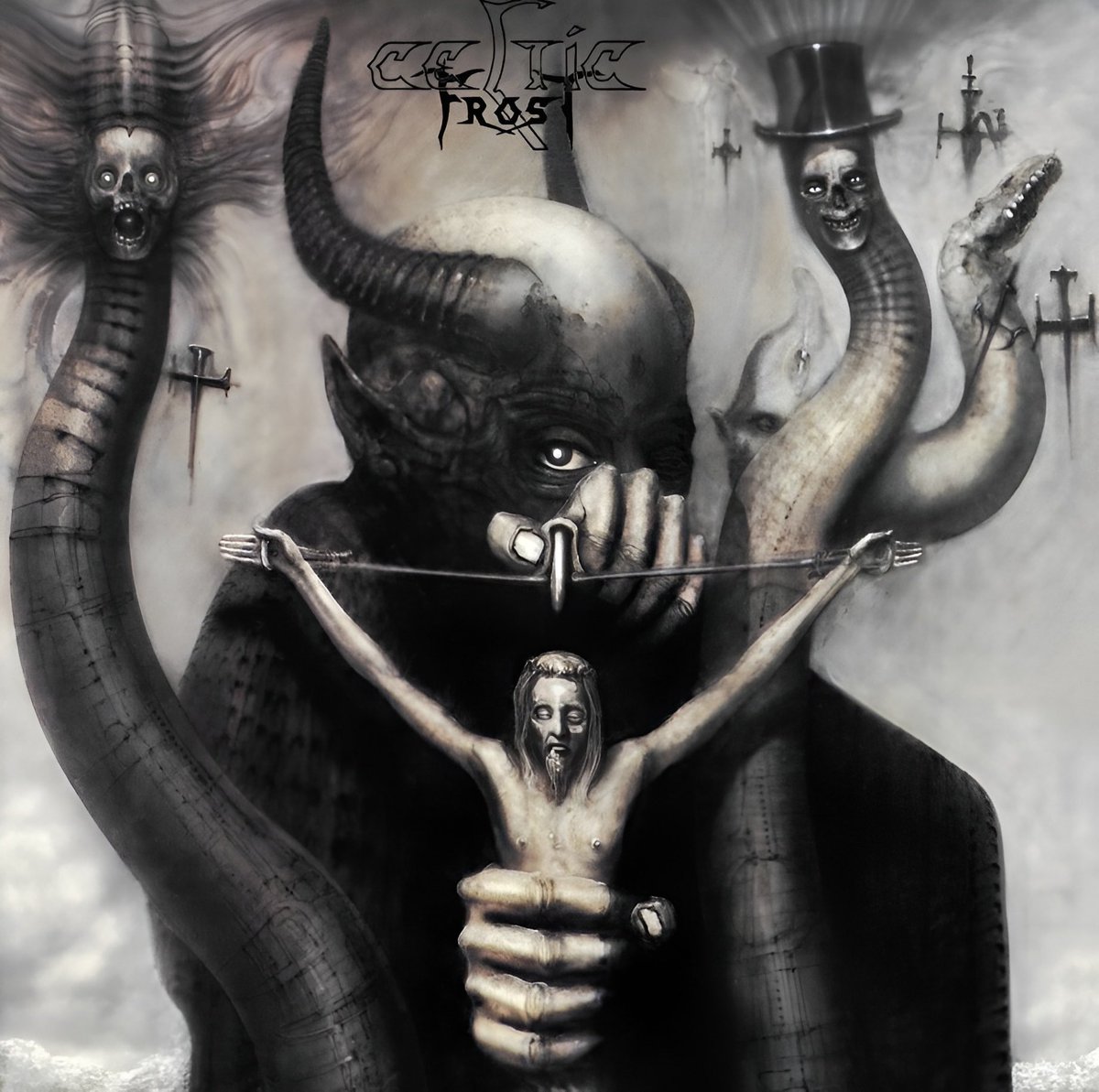 ThisDayInMETAL's tweet photo. October 27th 1985 𝐂𝐞𝐥𝐭𝐢𝐜 𝐅𝐫𝐨𝐬𝐭 released the album "To Mega Therion" #DawnOfMeggido #CircleOfTheTyrants #EternalSummer #FaintedEyes #BlackMetal
𝐃𝐢𝐝 𝐲𝐨𝐮 𝐤𝐧𝐨𝐰...
The album was a major influence on the then-developing death metal and black metal genres. https://t.co/CVmo5ScP8d