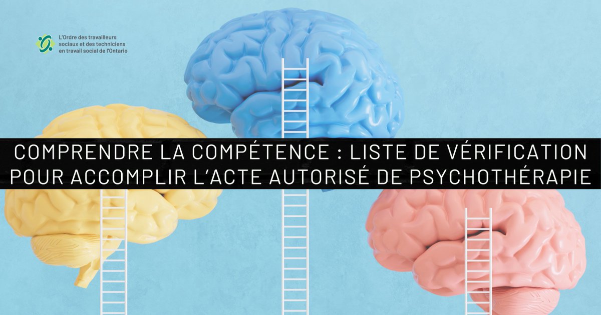 🍂 Cet automne, adoptez de meilleures pratiques!

Consultez la liste de vérification de l’Ordre sur les compétences qui permettent d’exécuter l’acte autorisé de psychothérapie, conçue afin d’aider les TSI et TTSI.

Pour en savoir plus 🍂🔗: ow.ly/EITH50Xiq9v