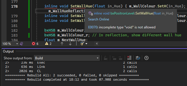 MartinCaine's tweet image. Nonsense errors are always a pain. Visual Studio and X-Code both often report issues that aren't actually issues. Solution builds fine. Likely some sort of corruption of intellisense data, but this just shouldn't happen! #cplusplus #visualstudio #intellisense