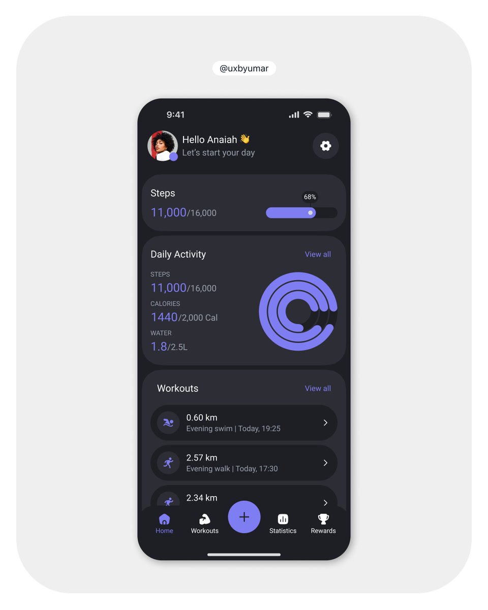 Redesigned a Fitness App — modern, clean, and intuitive.