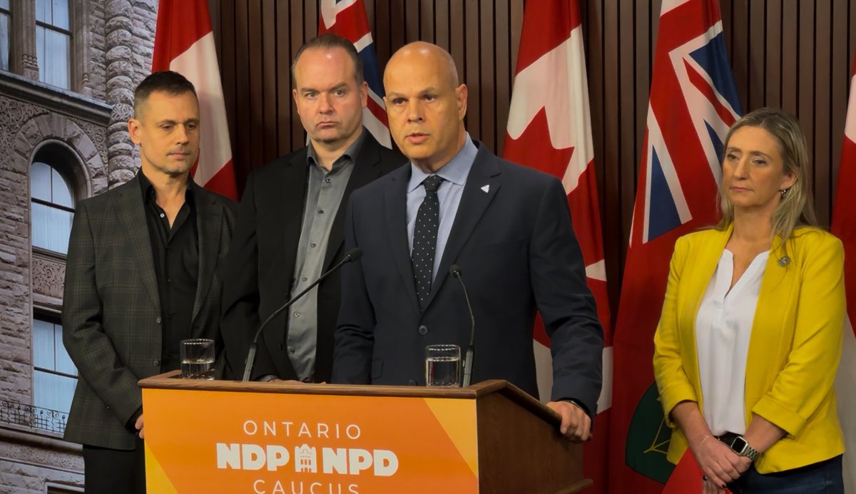 This morning, OFL President <a href="/waltonmom/">Laura Walton</a> joined <a href="/SteelworkersCA/">United Steelworkers</a> Local 1944, <a href="/OntarioNDP/">Ontario NDP</a> Leader <a href="/MaritStiles/">Marit Stiles</a>, and ONDP MPP <a href="/jamiewestndp/">MPP Jamie West</a> to fight for over 100 good union jobs at risk of being offshored by Rogers and Ericsson.

“The OFL demands immediate attention from Doug Ford. We