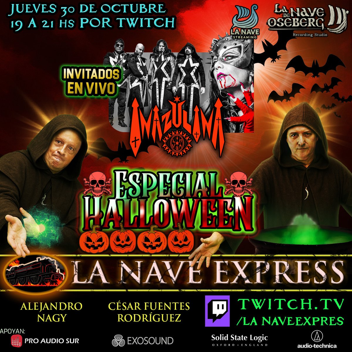 Se viene Halloween y en La Nave Express estamos decididos a festejarlo con ganas, incluyendo todo un especial y la presencia de INAZULINA tocando en vivo

Detonamos este jueves de 19 a 21 hs por twitch.tv/lanaveexpres o youtube.com/cfr939/streams
o youtube.com/@lanavedeosebe…
