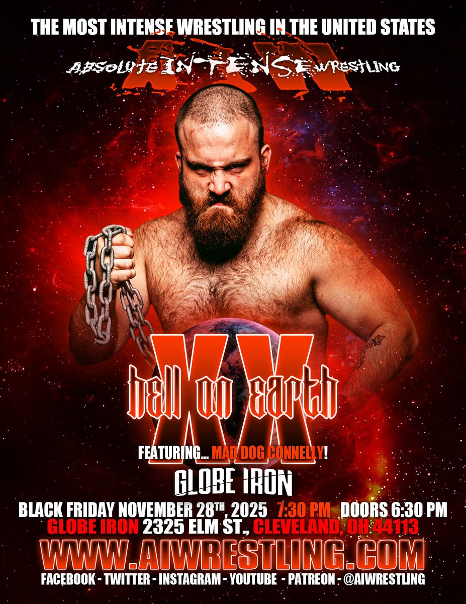 11/28 Cleveland, Ohio 
<a href="/globeironcle/">Globe Iron</a> 
<a href="/mdcon420/">MAD DOG CONNELLY</a> returns to AIW 
Tickets: axs.com/events/1054850…