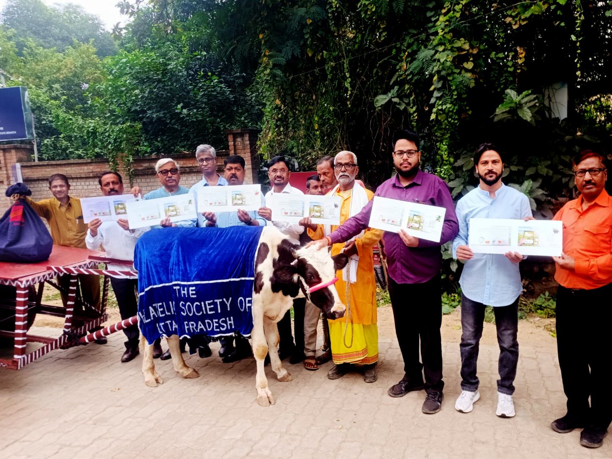 RDStampsColl's tweet photo. 📮 A historic day for #UttarPradeshPhilately!
@cpmgup &amp; @PSUP_Official released the state’s first Bullock Cart Carried Special Cover with a 💚 Grass Green Cancellation from Prayagraj, marking 100 Years of The Allahabad Farmer — Asia’s 1st agri journal 🌾
#Philately https://t.co/2a7L1cxDd3