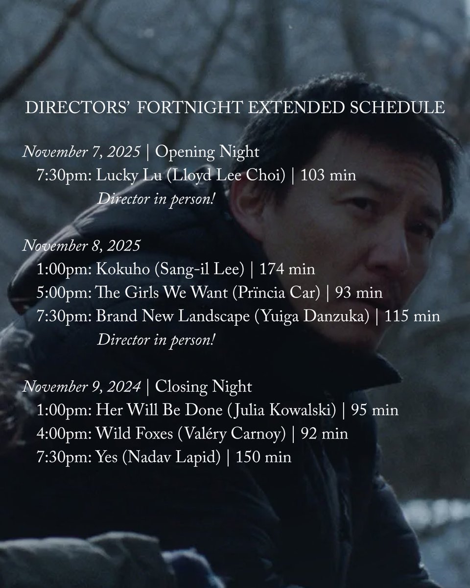 AcropolisCinema's tweet image. We’re thrilled to welcome Lloyd Lee Choi for opening night of Directors’ Fortnight Extended—Nov 7 @directorsguild!
One of the year’s most exciting debuts, LUCKY LU stars Chang Chen as a NYC delivery driver trying to make a new life for his family abroad. …orsfortnightextended2025.eventive.org/films/68e97ade…