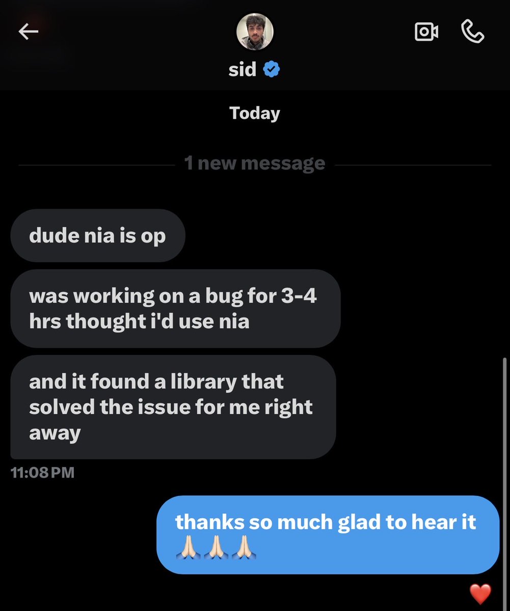 Photo by Arlan Coding agents suck without the right context.
Here’s @siddhantpa1iwal from Bear (@ycombinator F25) giving his feedback about Nia:
he cut his shipping time from 3 hours to just 5 minutes. https://t.co/tBvHk9jvUn
