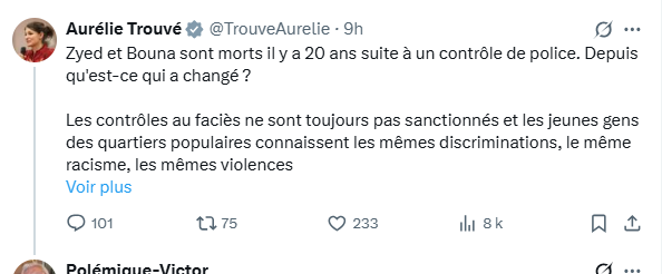 FredericLefevre's tweet photo. Ce 20ème anniv. "Zyed et Bouna" est l'occasion d'observer comment mensonge et manipulation sur les RS sont organisés chez LFI.
PS : Ceux imaginant que les femmes font la Politique autrement en sont pour leurs frais...Même cynisme clientéliste.
#Zyed #Bouna https://t.co/ZKhL7FT0b7