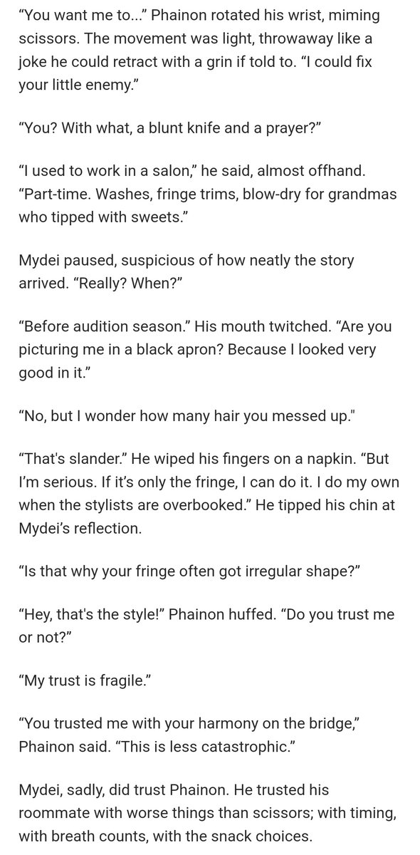 #phaidei #PhaiDeitober2025 

Day 21: Hair Cutting.
Tags: Modern AU. Idol trainee AU.

archiveofourown.org/works/71581171…