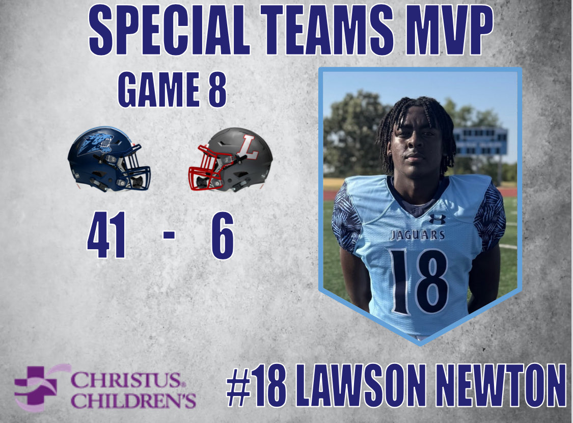Jags 🐆💨🔥 Game 8 MVP’s presented by our In-Season Football 🏈 Sponsors #ChristusChildrens #RiseUp #JaguarPride <a href="/CTJohnsonHigh/">CTJHighSchool</a> <a href="/JPApride/">Jaguar Pride Association</a> <a href="/NeisdAthletics/">NEISD ATHLETICS</a>