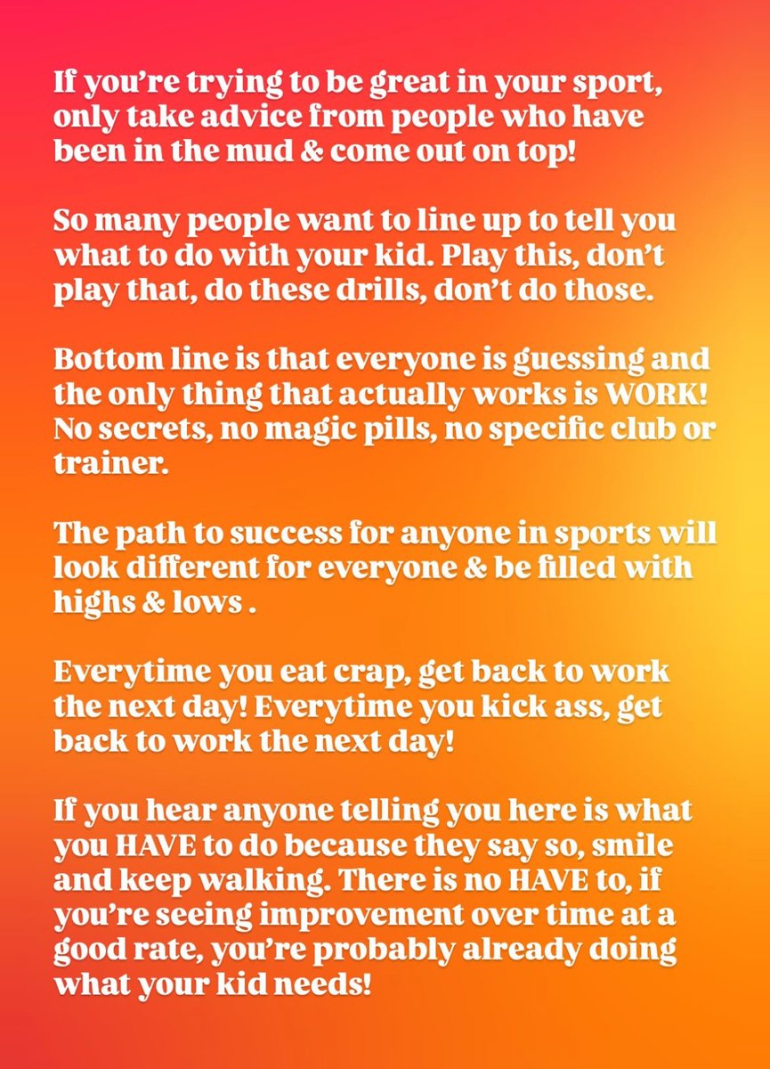 Ryan’s advice of the day to parents of aspiring high level athletes. (With a background of 25 years coaching almost 100 athletes that went on to play in college.)