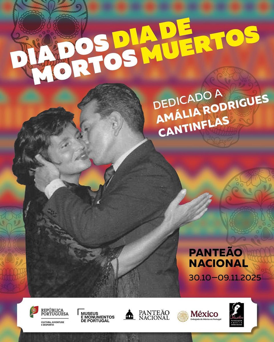 Te esperamos el 29 de octubre a las 18.30 hrs. en el Panteón Nacional para la inauguración del altar de Día de Muertos. En esta ocasión estará dedicado a Amália Rodrigues y a Mario Moreno Cantinflas. El altar estará disponible hasta el 9 de nov. @sremx  
#diplomaciaculturalmx