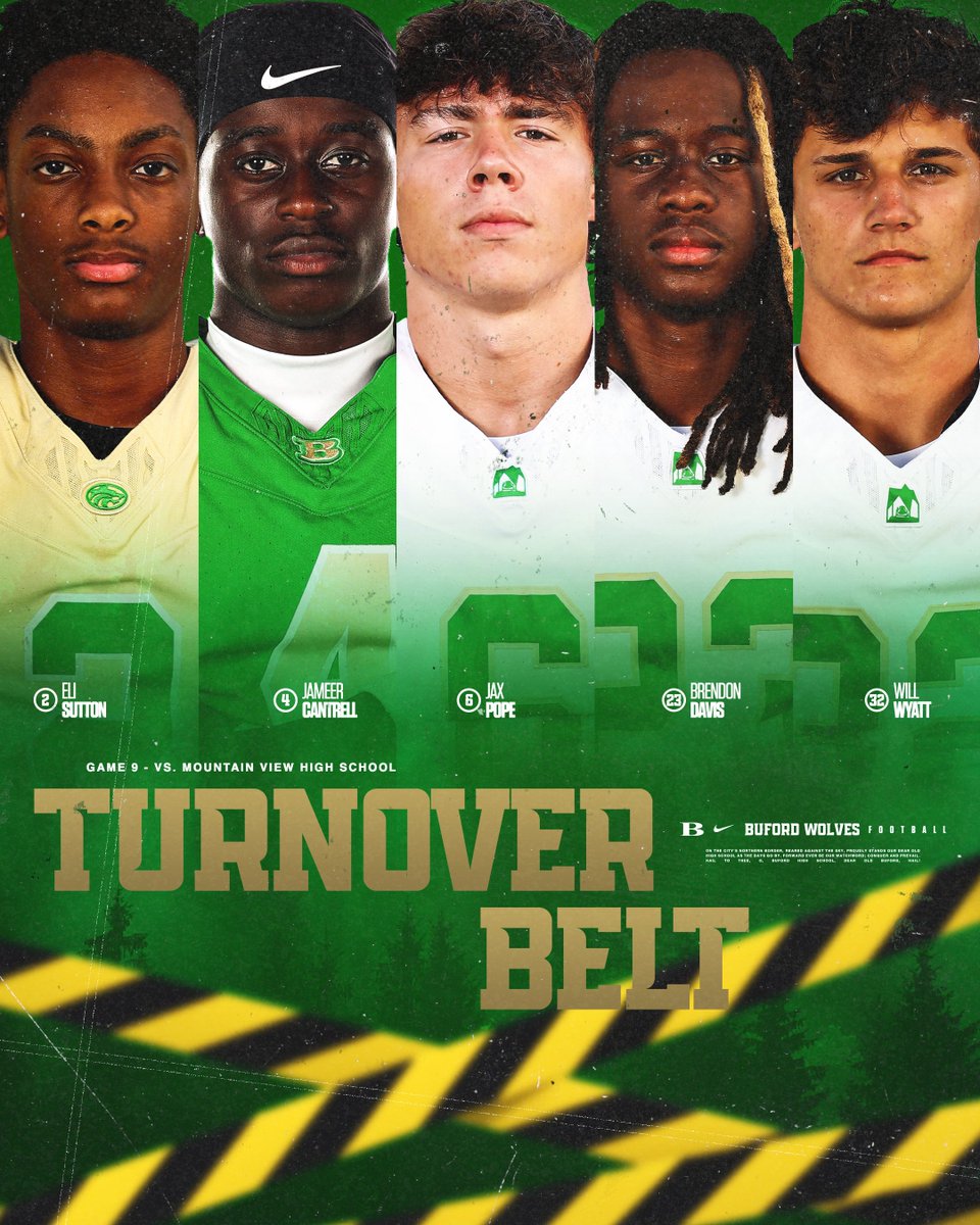 buford_football's tweet photo. Game 9 Turnover Belt ⚠️

Eli Sutton
@MoneyMeer34 
@pope_jax 
@_brendondavis2 
Will Wyatt

#Gloryland | #AppEra https://t.co/hVANYC7qPW