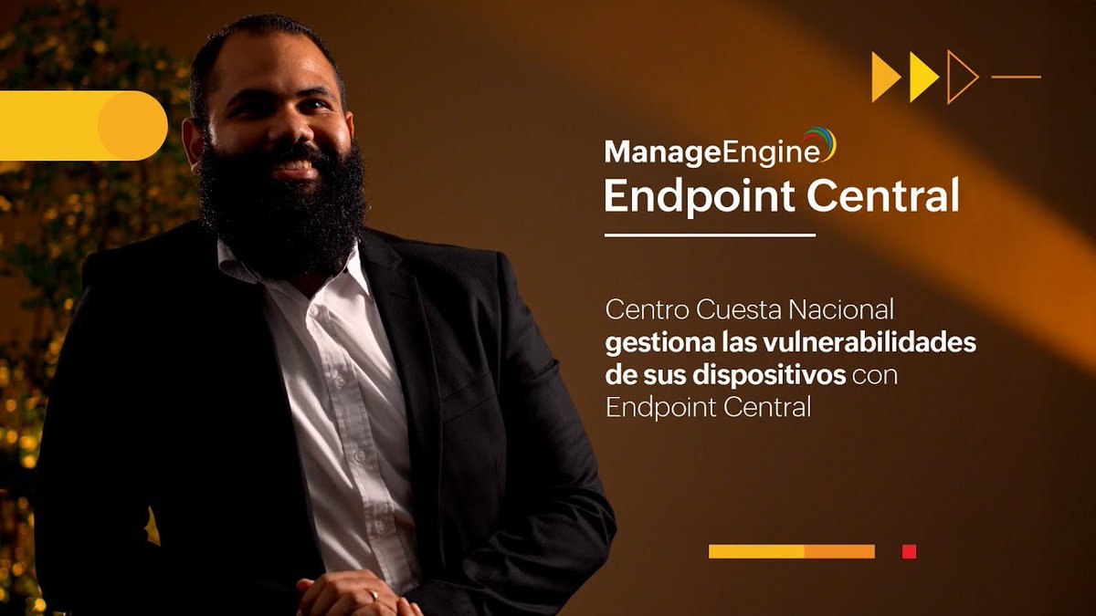 ManageEngineLA's tweet image. 🌟 ¡Atención! 🇩🇴 Carlos Durán, Gerente de Seguridad de Sistemas en Centro Cuesta Nacional, nos cuenta cómo #EndpointCentral de #ManageEngineLATAM fortaleció la gestión unificada de vulnerabilidades en todos sus dispositivos 🔐💻 ¡Conócelo aquí! 📹🚀  mnge.it/FTO