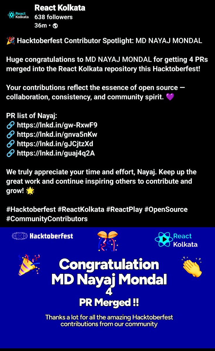 Thank you so much <a href="/reactkolkata/">React Kolkata (Official)</a> , <a href="/ReactPlayIO/">ReactPlay.IO</a> 🙏
