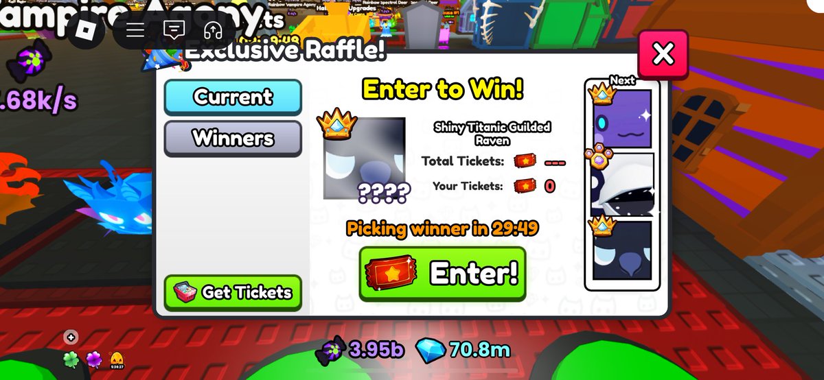 Raffle as of right now. Garg in 1 hour!