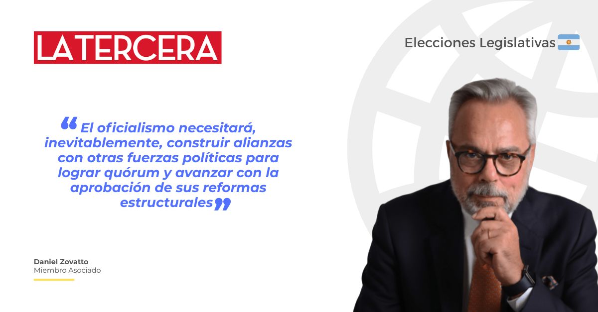 🇦🇷 | <a href="/Zovatto55/">Daniel Zovatto</a> miembro asociado del CEIUC, comentó en <a href="/latercera/">La Tercera</a> los resultados legislativos en Argentina, marcados por alta abstención y reordenamiento político.

🔗 Lee la nota completa aquí: shorturl.at/lCm82