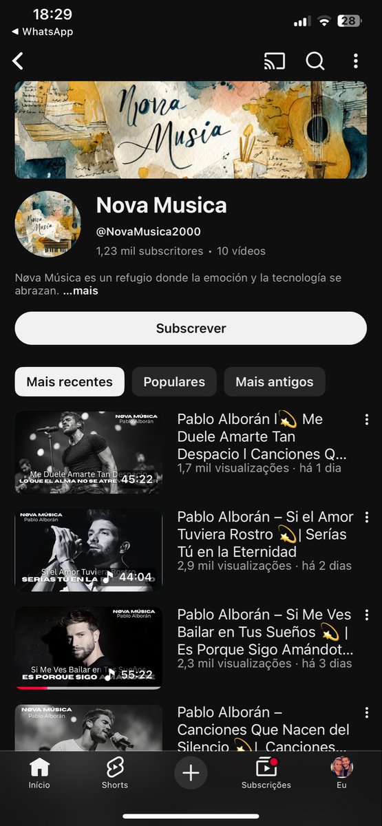 DENUNCIA ‼️‼️‼️‼️CONTA DE #YOUTUBE UTILIZAÇÃO DO NOME DE <a href="/pabloalboran/">Pablo Alborán</a> COM TEMAS QUE NÃO SÃO SEUS . youtube.com/@novamusica200…