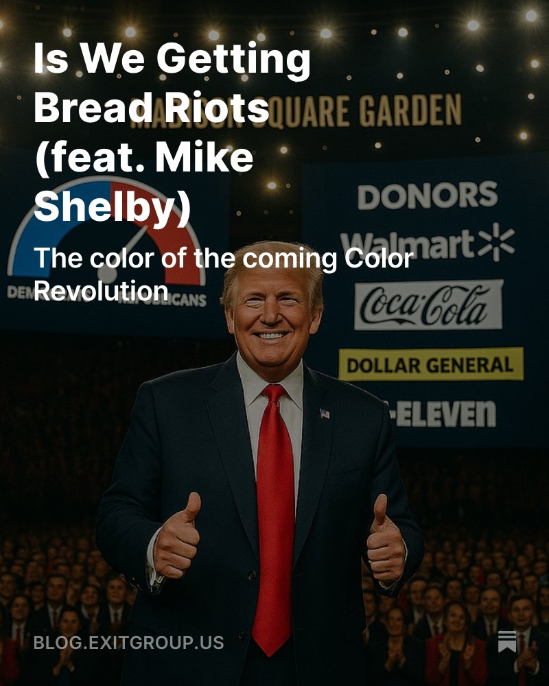 extradeadjcb's tweet image. Dems don&apos;t want to make a deal - bread riots are the only way they can generate a state of exception &amp;amp; regain control of the state

Trump should hold a benefit at Madison Square Garden, &amp;amp; demand that corporate SNAP beneficiaries pony up to close the gap

[link below]