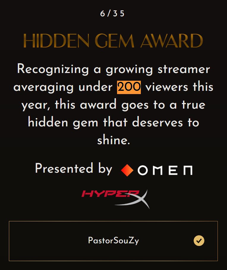 A NEW streamer award category has opened up for pioneers who started a brand new way to stream in its own niche. I am entering as the world's first gamer pastor using streaming as a way to share faith. 

Will you vote for me so I can represent Jesus on one of the biggest stages