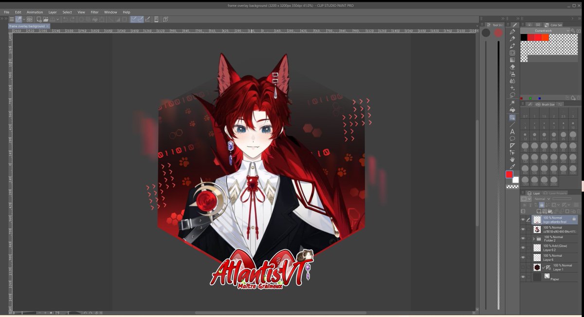 WIP du frame overlay d'<a href="/atlantis_vt/">AtlantisVT</a> fait en stream ce pm! 

#Vtuber #twitchstreamer