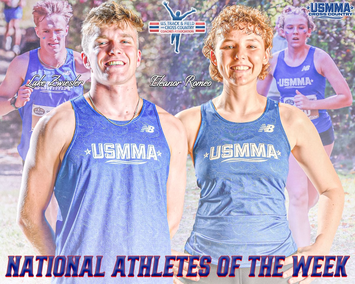 𝐍𝐀𝐓𝐈𝐎𝐍𝐀𝐋𝐋𝐘 𝐑𝐄𝐂𝐎𝐆𝐍𝐈𝐙𝐄𝐃 🇺🇸 🏃‍♂️🏃‍♀️

Hats off 🎩 to @usmmaxctf senior Luke Zwiesler and freshman Eleanor Romeo on earning <a href="/USTFCCCA/">USTFCCCA</a> National Athlete of the Week accolades!🔥  

🔗 tinyurl.com/4juvnzru

#d3xctf #OURAcademy <a href="/SkylineConfD3/">Skyline Conference</a>