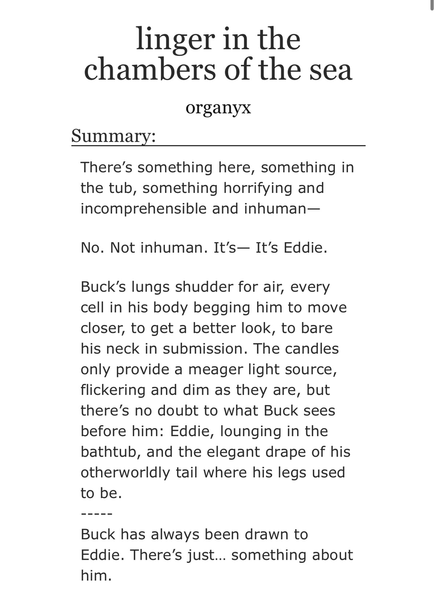 linger in the chambers of the sea | complete, rated E, 9k total

aka siren!eddie (and part 1 of sicko Fright Night!)
🔗archiveofourown.org/works/73229621