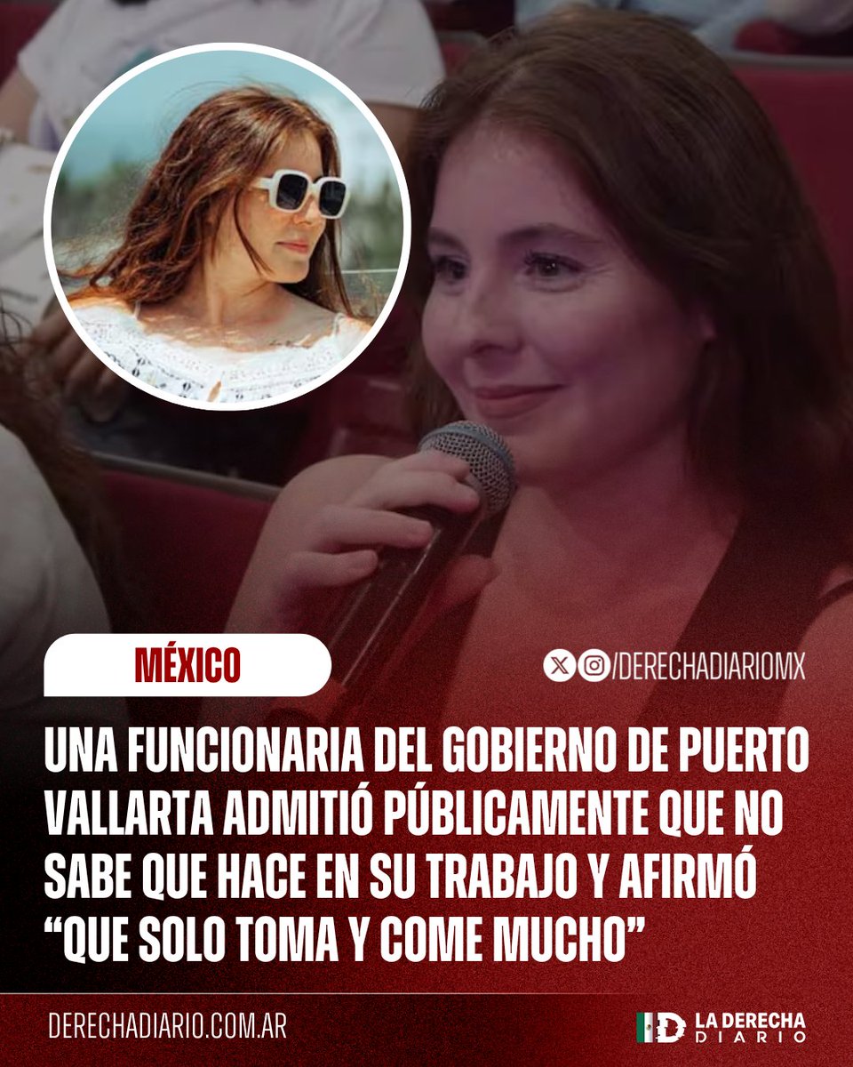 DerechaDiarioMX's tweet photo. 🇲🇽 | MANTENIENDO INÚTILES: Durante un show del comediante Franco Escamilla, la funcionaria del Ayuntamiento de Puerto Vallarta, Natalia Montaño Ruelas, afirmó públicamente no saber que hace en su puesto y solo se limitó a decir que "toma y come mucho", pese a ganar más de 20 mil pesos mensuales de los impuestos.