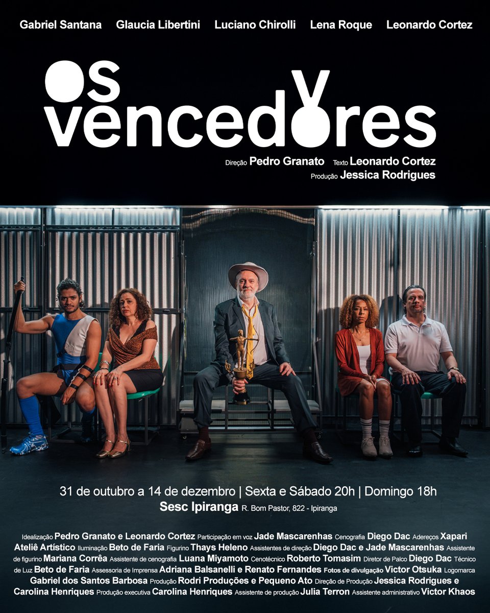 Após Pousada Refúgio e Veraneio, Leonardo Cortez e <a href="/pdgranato/">PEDRO GRANATO</a>  encerram a Trilogia da Fuga.
Uma família, crises morais e econômicas, humor ácido e reconhecimento imediato.
🗓️ 31/10 a 14/12, sex e sáb 20h, dom e fer 18h
📍 Sesc Ipiranga
É para rir, respirar, se reconhecer.