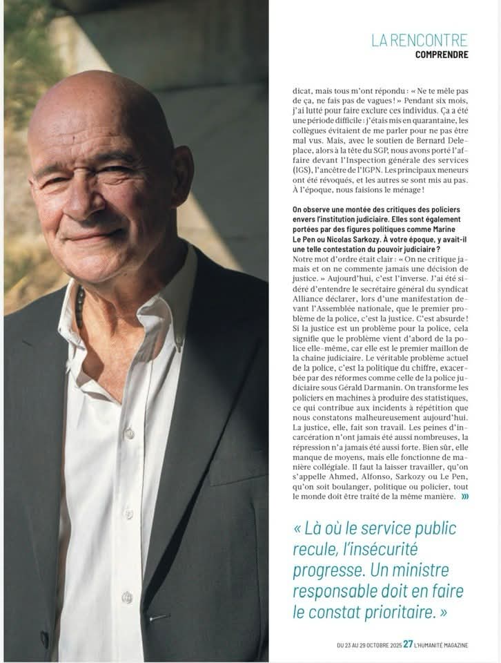 HeraclesEd's tweet image. « Exclure les policiers déviants, c’est faire honneur à la police » entretien avec @arajoljeanlouis, ancien secrétaire général du Syndicat Général de la Police (SGP), dans l&apos;@humanite_fr.