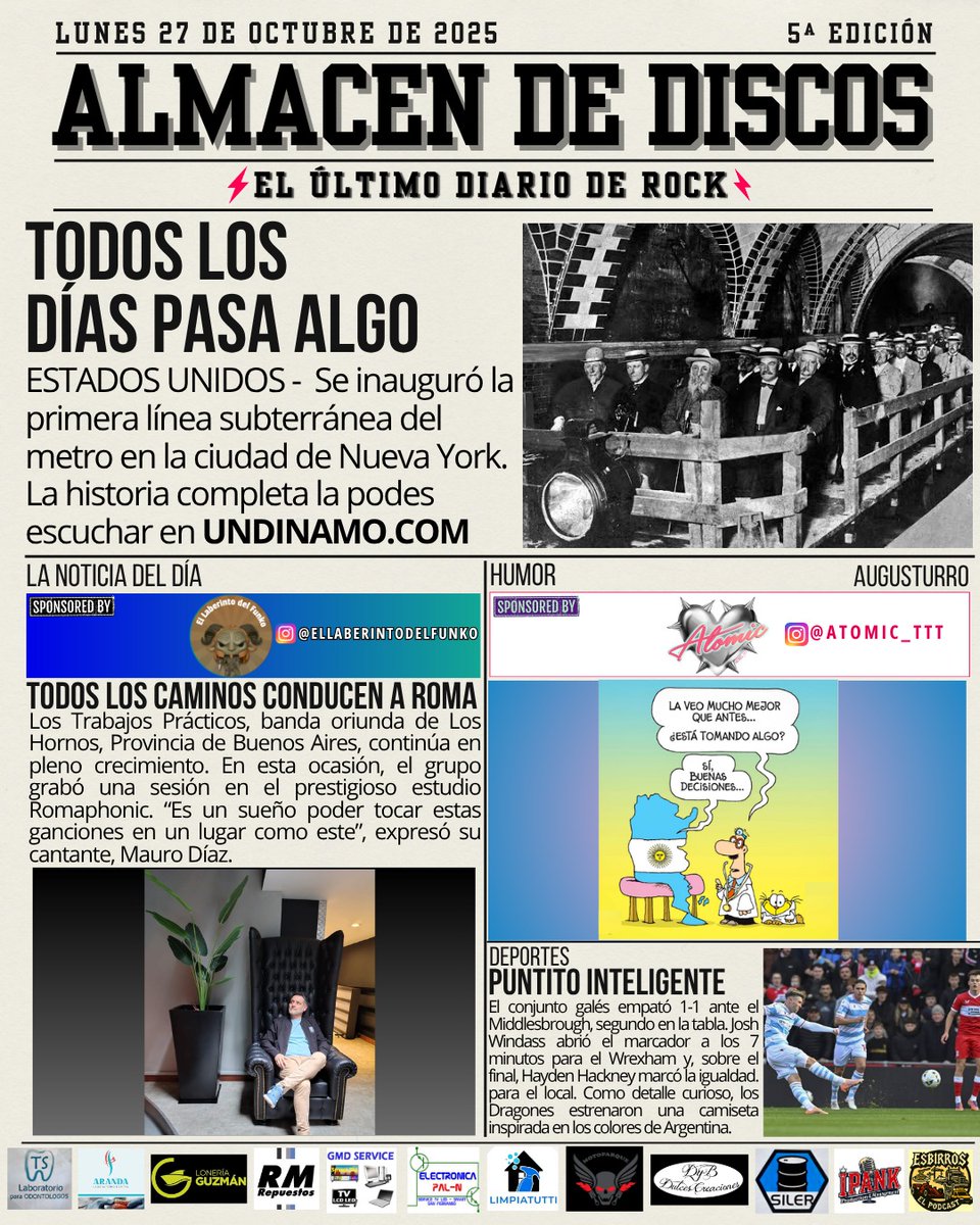 Hoy, nota exclusiva con el gantante de Los Trabajos Prácticos <a href="/LTP2023ok/">Los Trabajos Prácticos</a>

#TodosLosDíasPasaAlgo

<a href="/bbsanzo/">bbsanzo</a> <a href="/maurodiaz73/">Mauro Díaz</a> <a href="/Cirujanoderadio/">Agustín ''Chicharras'' Leira</a>