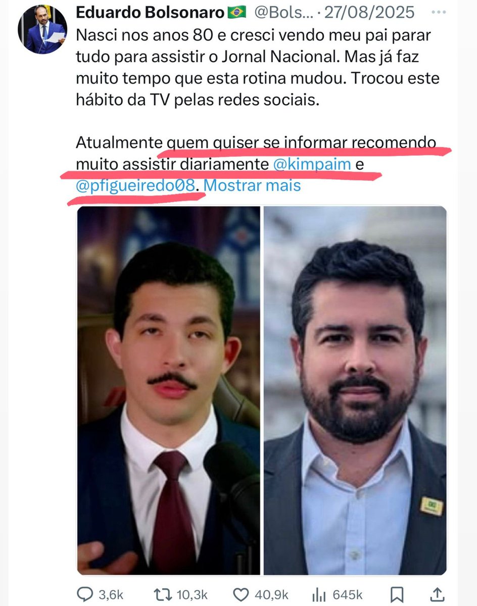 Bananinha

23h: Precisamos aprender a diferenciar narrativa de realidade, jornalismo de assessoria.

00h: Quem quiser se informar, recomendo muito assistir ao Trombadinha e ao Paulinho Tic.