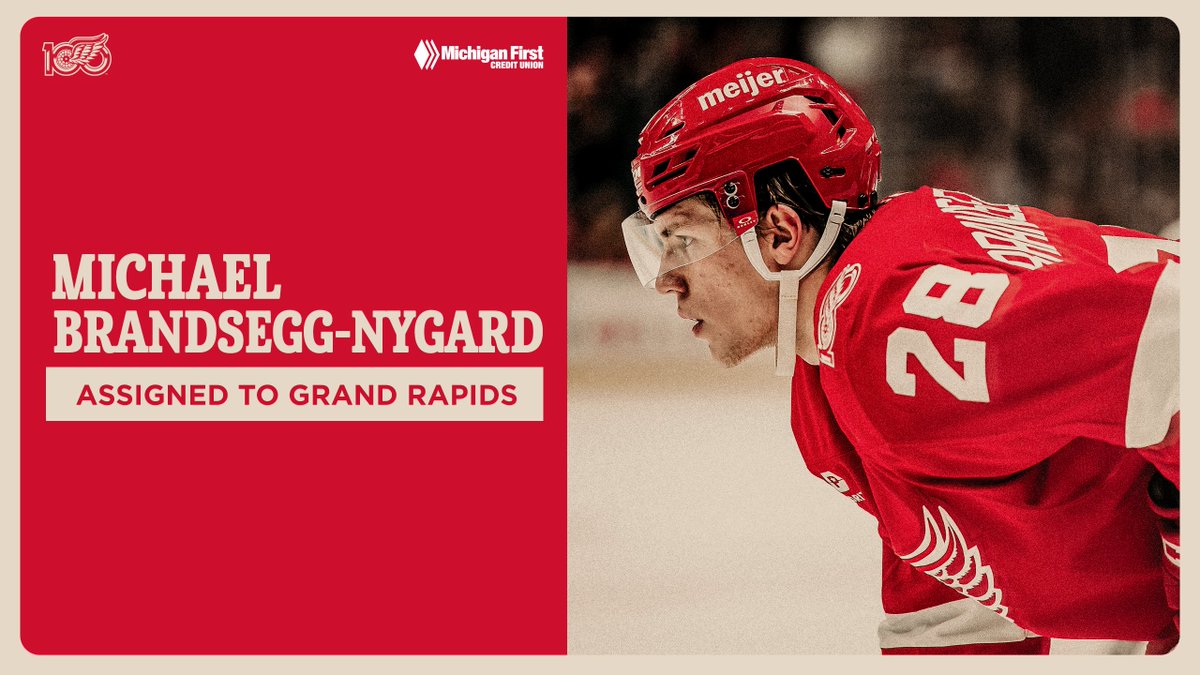 UPDATE: The #RedWings have assigned Michael Brandsegg-Nygard to the AHL’s Grand Rapids Griffins.