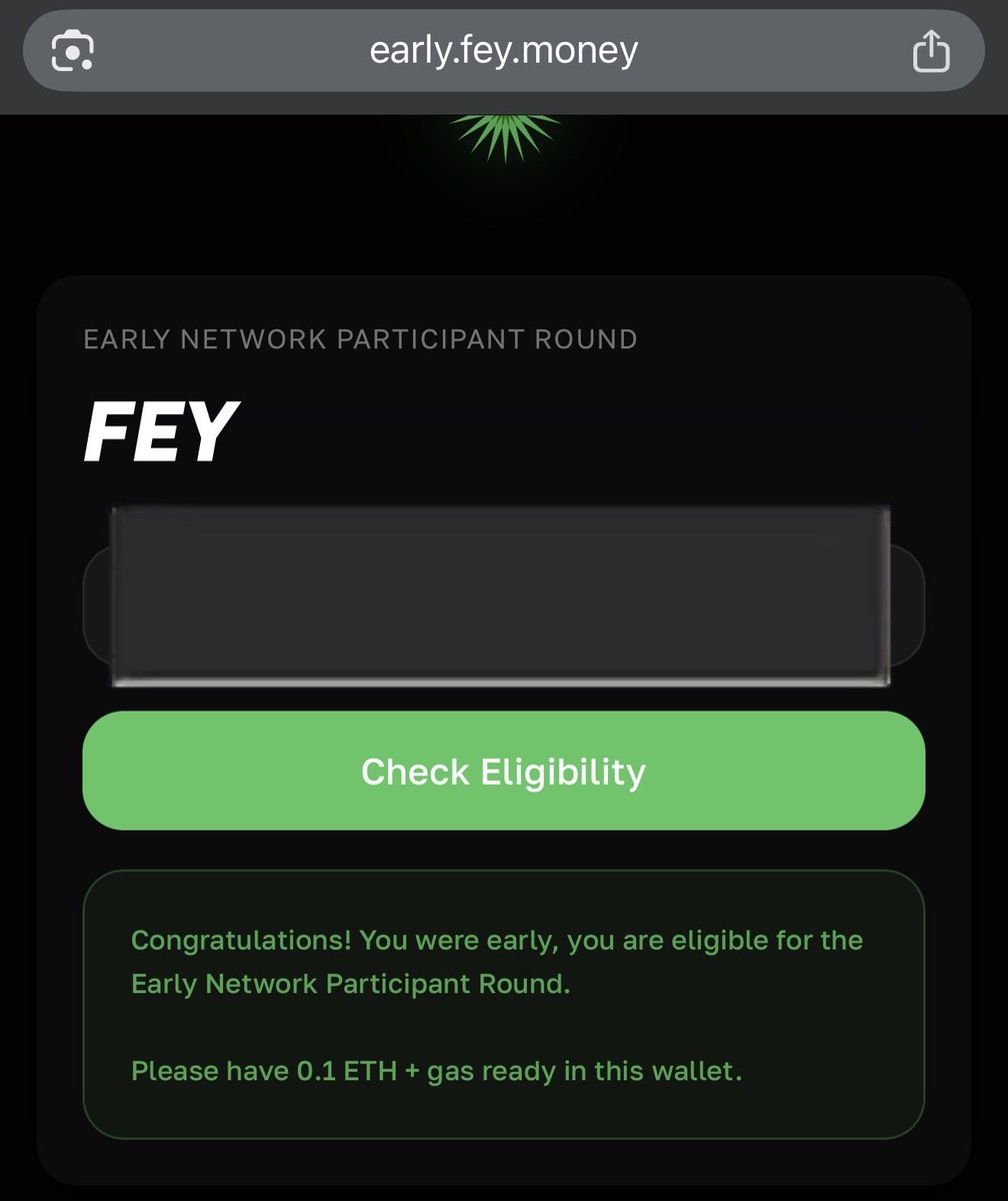 Just got confirmed for the <a href="/feyprotocol/">fey</a> Early Network Participant Round 🔥

Everything about this feels like being early to something massive.
If you know, you know. 🌐

<a href="/atareh/">atareh</a> &amp; <a href="/0xWiz_/">wiz</a> building something dope! 

FEY Protocol = next evolution of network ownership.