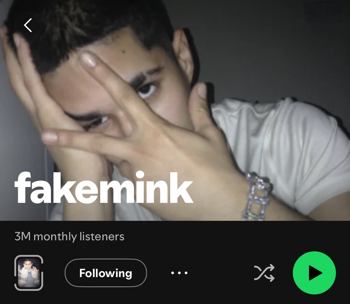jjfinns's tweet photo. Fakemink has surpassed 3 million monthly listeners on spotify 🎉 https://t.co/rU5zuaVbqD