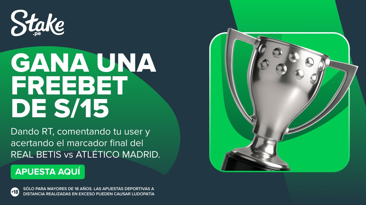 PeruStake's tweet image. Empieza la semana con un gran duelo en el fútbol español 🇪🇸

El 'Atleti' visita al Betis para cerrar la jornada 10 de #LaLiga 🔥

Sortearemos 2 freebets de S/15 💸 entre todos los Stakers que den RT y acierten el marcador final del partido 🎯

Apuesta aquí:…