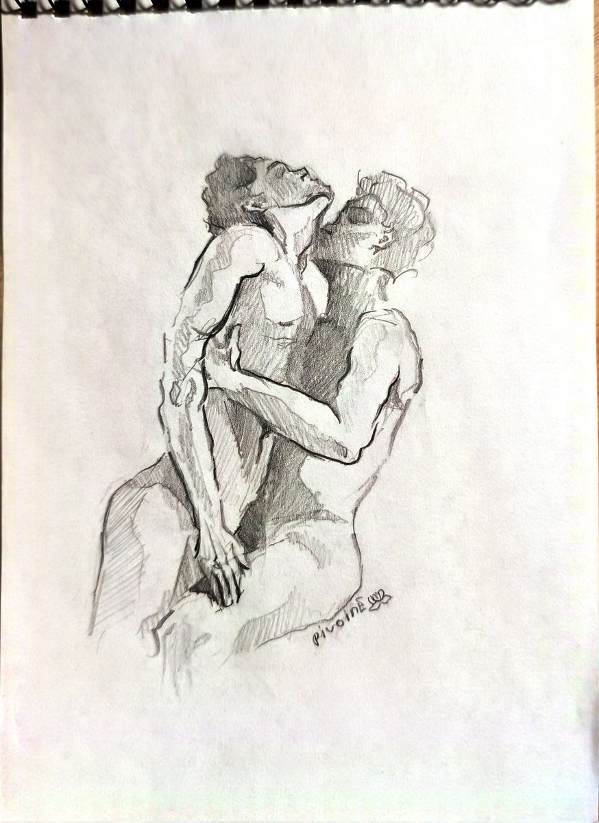 pivoineAuvin's tweet photo. #импрофд 💋
Уже выставляла этот рисуночек когда-то, но я действительно его обожаю (может это немного самовлюблённо)
Лежит у меня альбом на полке именно на этом развороте🙈 

Они тут как будто сливаются в одно целое. Думаю, Антон будет спускаться поцелуями всё ниже https://t.co/dedoLTB82j