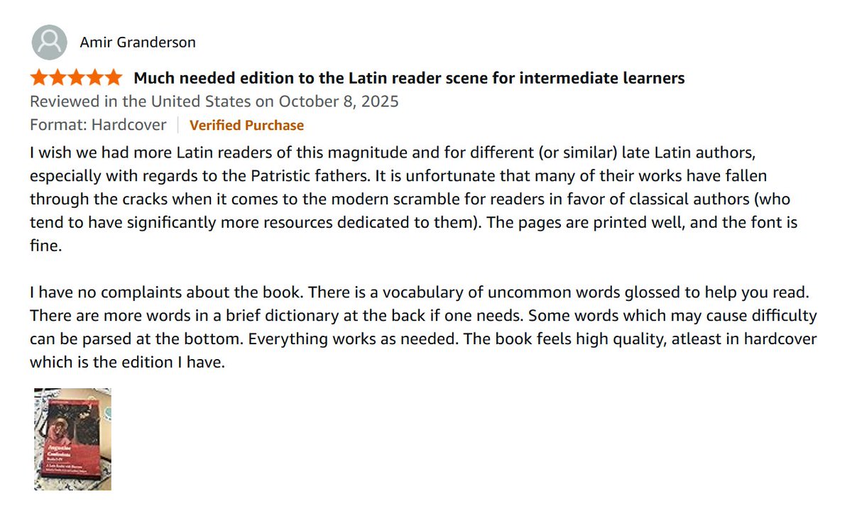 “I wish we had more Latin readers of this magnitude ... Everything works as needed. The book feels high quality” 
Great review, please leave more on Amazon for others to find!